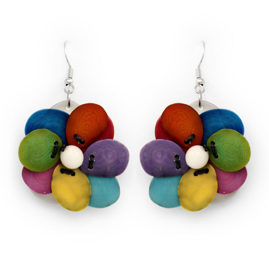 Tagua Earrings Flowers Handmade Fair Trade, Lightweight