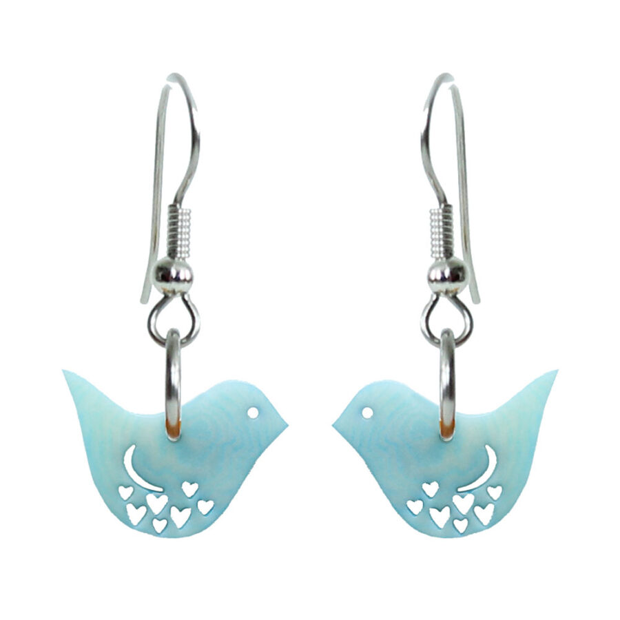 Tagua Earrings Blue Birds