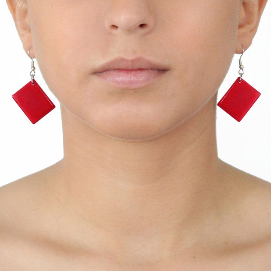 Tagua Earrings Red